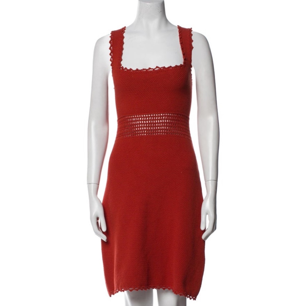 Rebecca Taylor Red Sleeveless Crochet Mini Dress